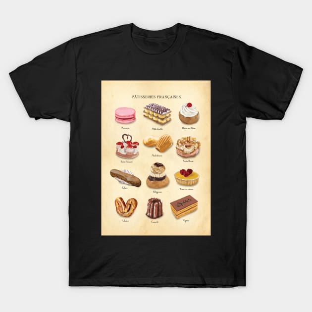 French Patisserie Print T-Shirt by Highdown73